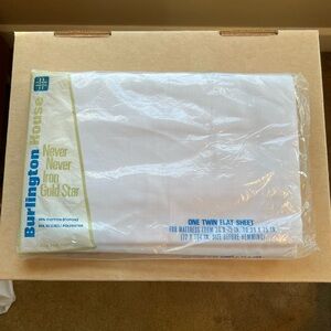 Vintage Burlington House White One Twin Flat Sheet 50% Cotton & 50% Poly NOS